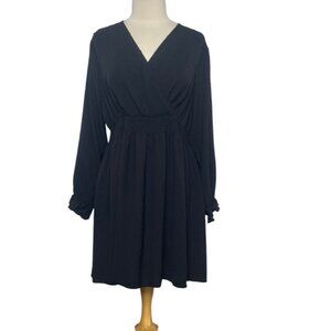 Cicidudu Dress Womens 1XL Black New WOT VNeck Long Sleeve